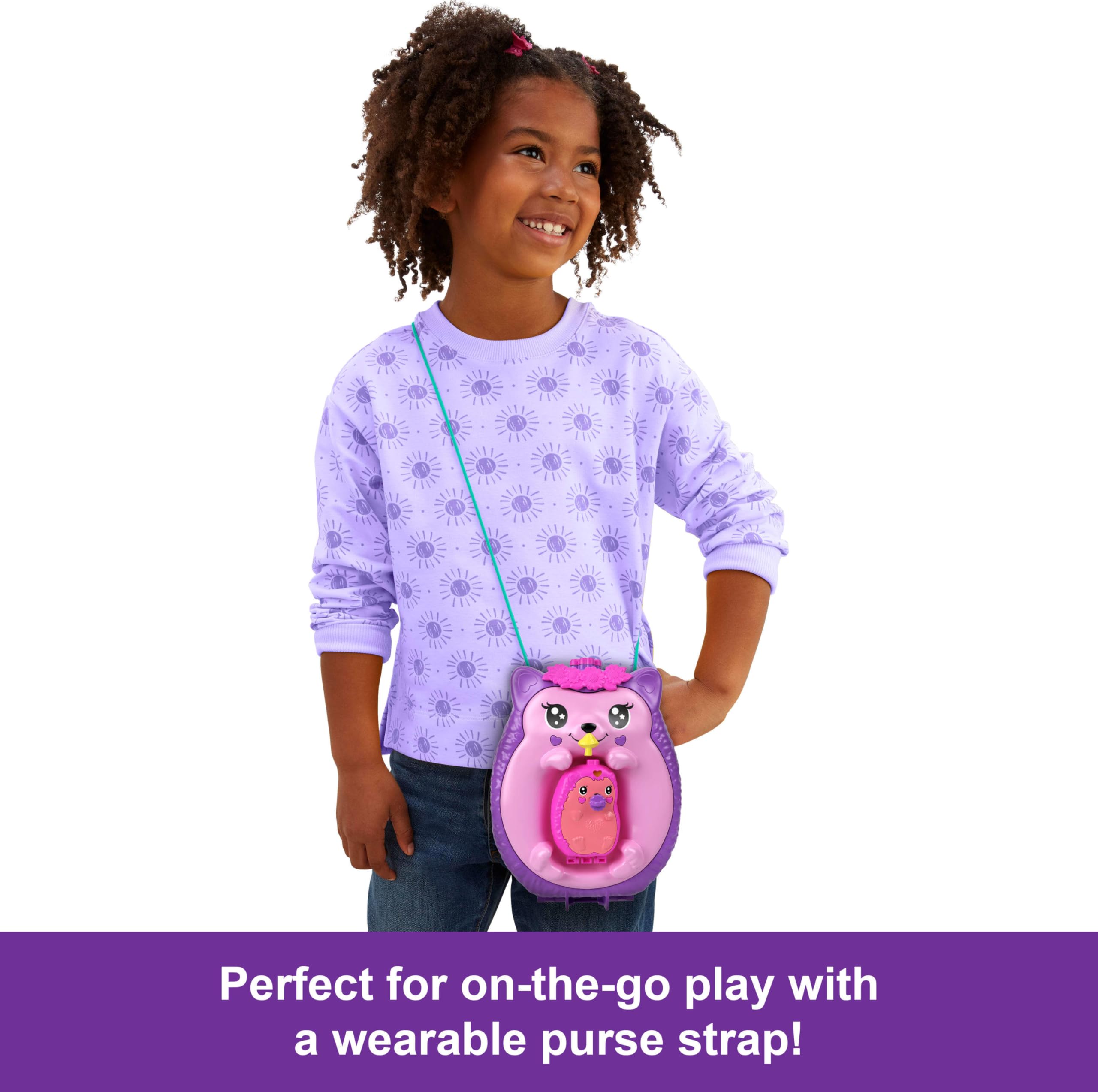 Polly Pocket 2-in-1 Travel Toy with 2 Micro Dolls and 16 Accessories, Hedgehog Purse Playset with Pet Theme - Image 5