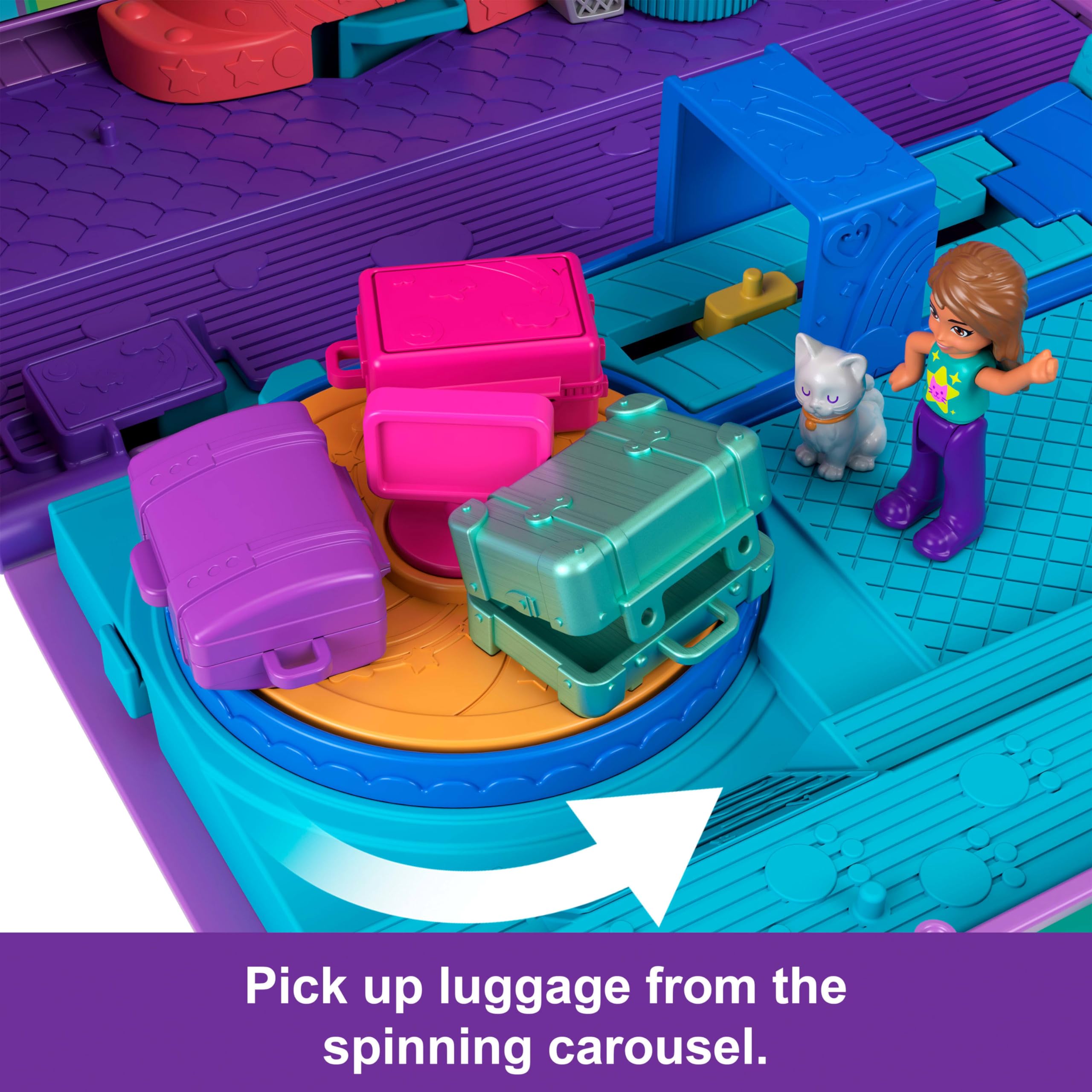 Polly Pocket Dolls and Playset, Kitty Airways Airplane, Travel Toy with 2 Micro Dolls and Pet, Spinning Stage and Accessories (Amazon Exclusive) - Image 5