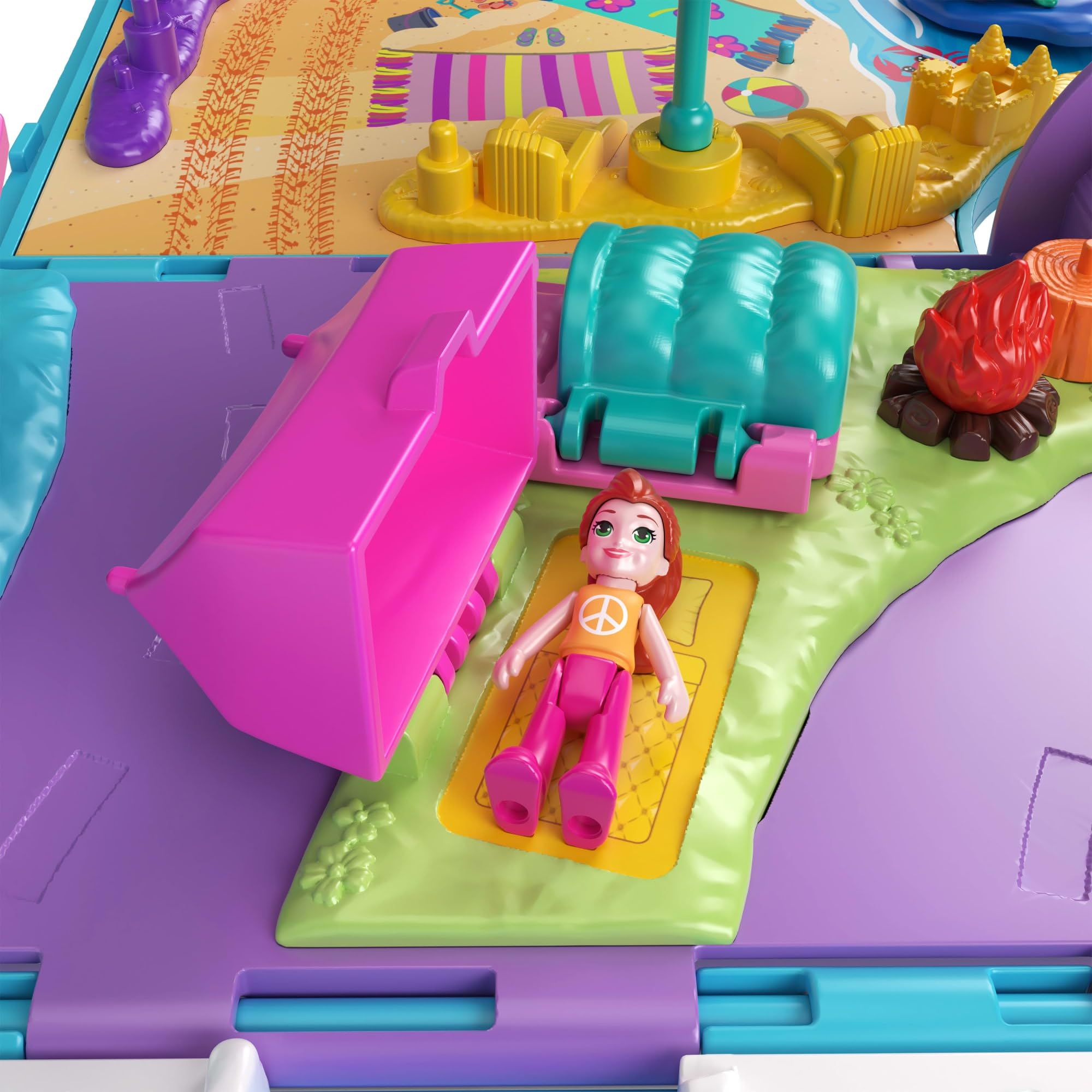 Polly Pocket Micro Dolls and Transforming Camper Van Vehicle, Accessories Include Pets and Toy Car, Pet Mobile Adventure Playset - Image 6