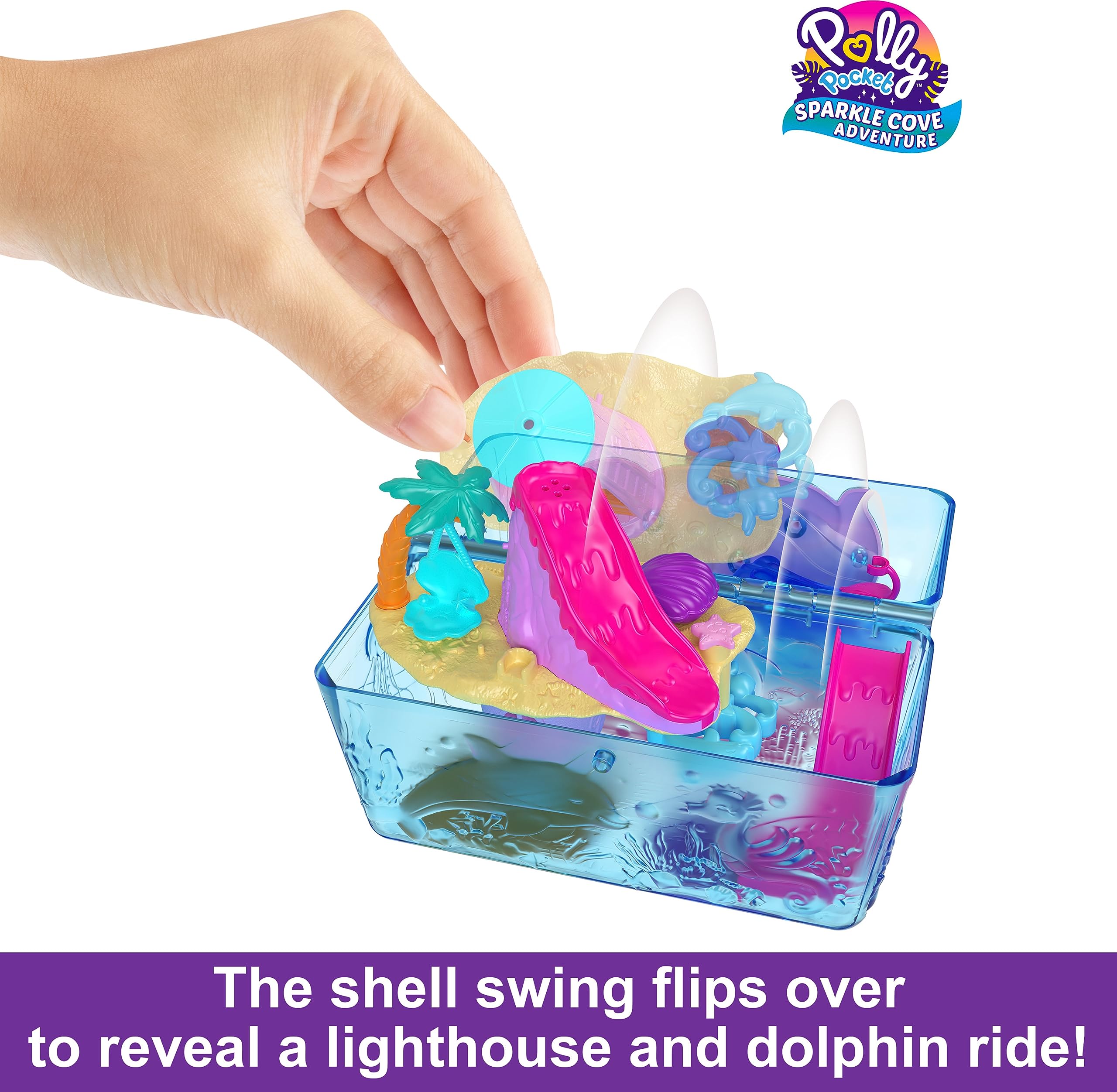 Polly Pocket Playset with 2 Dolls, Surprise Accessories & Water Play, Sparkle Cove Adventure Treasure Chest Animal Toy - Image 5