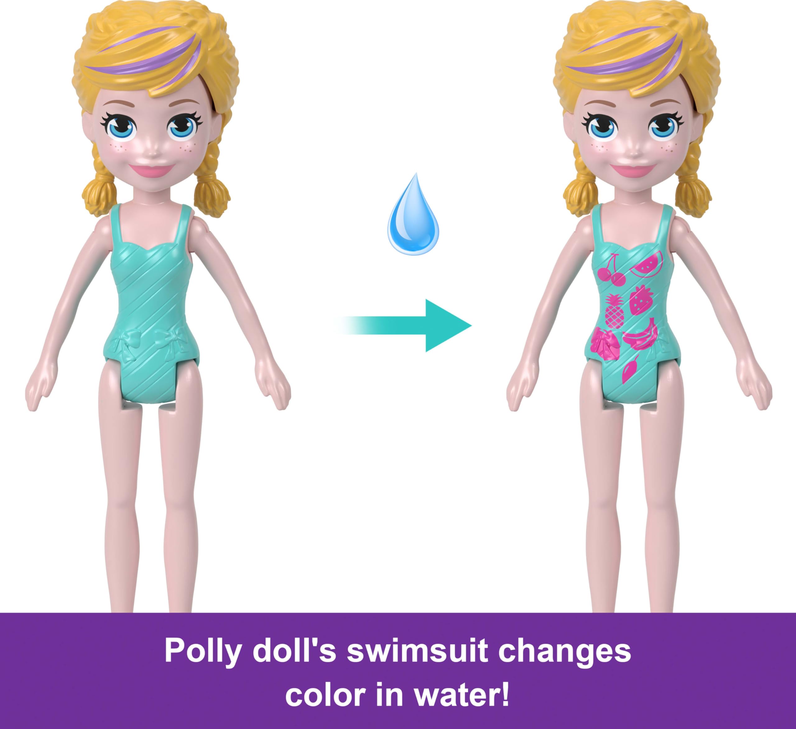 Polly Pocket Portable Boat Playset with Water Play and Color Change Accessories, Unicorn Dream Cruise Includes 1 Doll and 23 Total Pieces (Amazon Exclusive) - Image 4